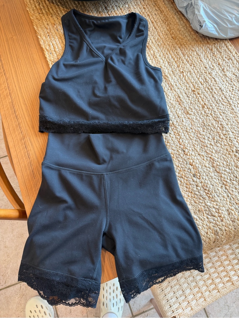 REVOLVE Black Lace-Trim Bike Shorts